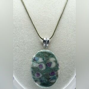 Ruby in Fuchsite Pendant Necklace